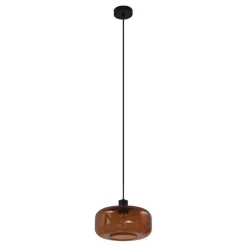 Retro hanglamp zwart met brons glas - Bizle