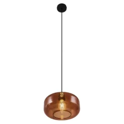 Retro hanglamp zwart met brons glas - Bizle