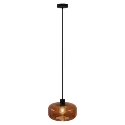 Retro hanglamp zwart met brons glas - Bizle
