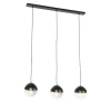 Retro hanglamp zwart met helder glas langwerpig 3-lichts - Eclipse