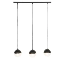 Retro hanglamp zwart met helder glas langwerpig 3-lichts - Eclipse