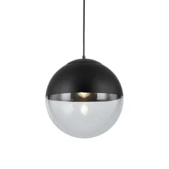 Retro hanglamp zwart met helder glas 35 cm - Eclipse