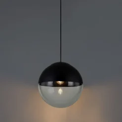Retro hanglamp zwart met helder glas 35 cm - Eclipse