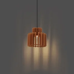 Retro hanglamp zwart met oranje kap - Felt