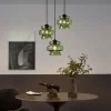 Retro hanglamp zwart met groen glas 3-lichts - Denise