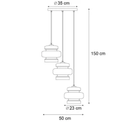Retro hanglamp zwart met groen glas 3-lichts - Denise