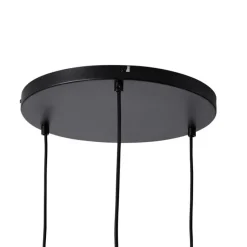 Retro hanglamp zwart met groen glas 3-lichts - Denise