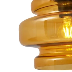 Retro hanglamp zwart met oranje glas 4-lichts - Denise