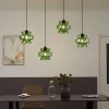 Retro hanglamp zwart met groen glas 4-lichts - Denise