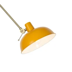 Retro plafondlamp geel met brons - Milou
