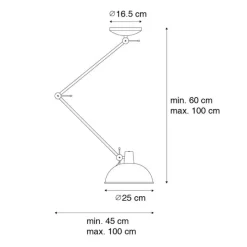Retro plafondlamp geel met brons - Milou