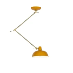 Retro plafondlamp geel met brons - Milou