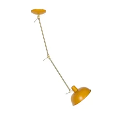 Retro plafondlamp geel met brons - Milou