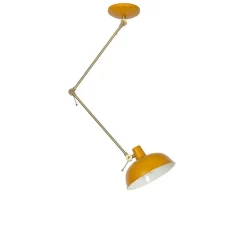 Retro plafondlamp geel met brons - Milou