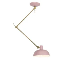 Retro plafondlamp roze met brons - Milou