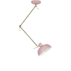 Retro plafondlamp roze met brons - Milou
