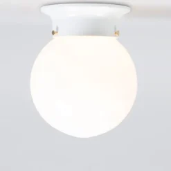 Retro plafondlamp wit opaal glas - Scoop