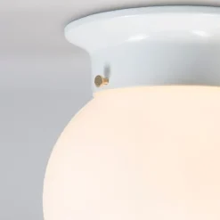 Retro plafondlamp wit opaal glas - Scoop