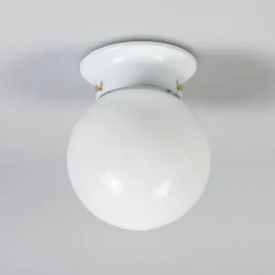 Retro plafondlamp wit opaal glas - Scoop