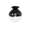 Retro plafondlamp zwart met helder glas - Eclipse