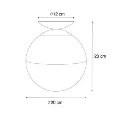 Retro plafondlamp zwart met helder glas - Eclipse