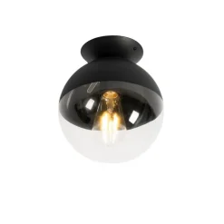 Retro plafondlamp zwart met helder glas - Eclipse