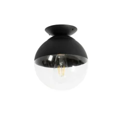 Retro plafondlamp zwart met helder glas - Eclipse