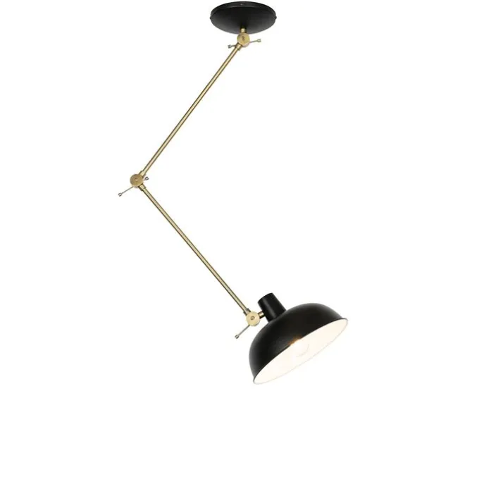 Retro plafondlamp zwart met brons - Milou