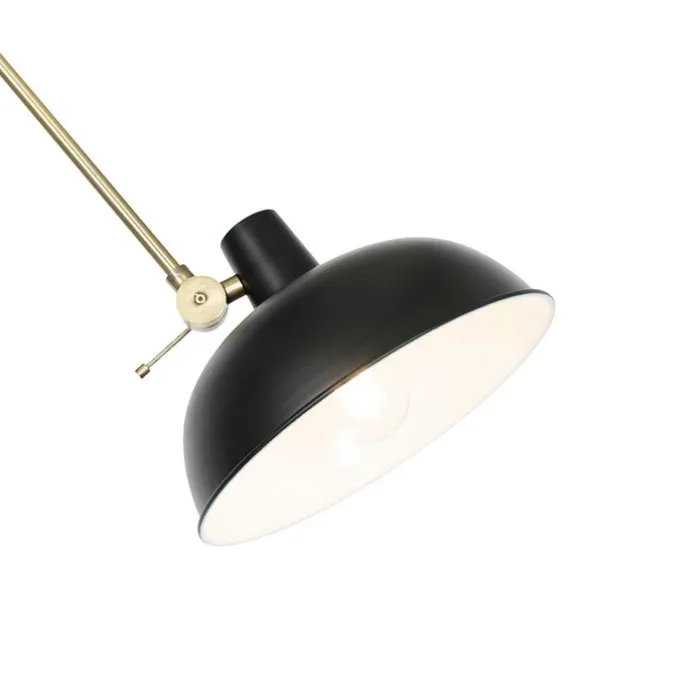 Retro plafondlamp zwart met brons - Milou