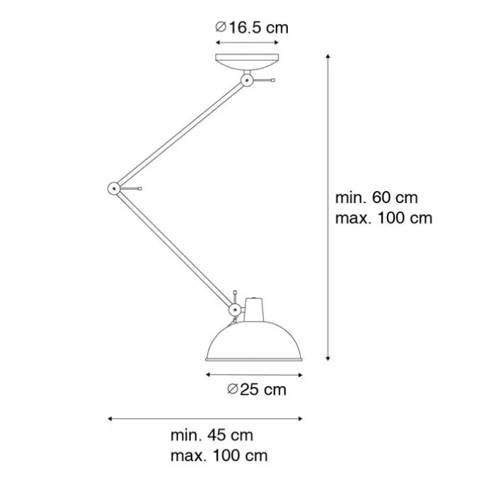 Retro plafondlamp zwart met brons - Milou