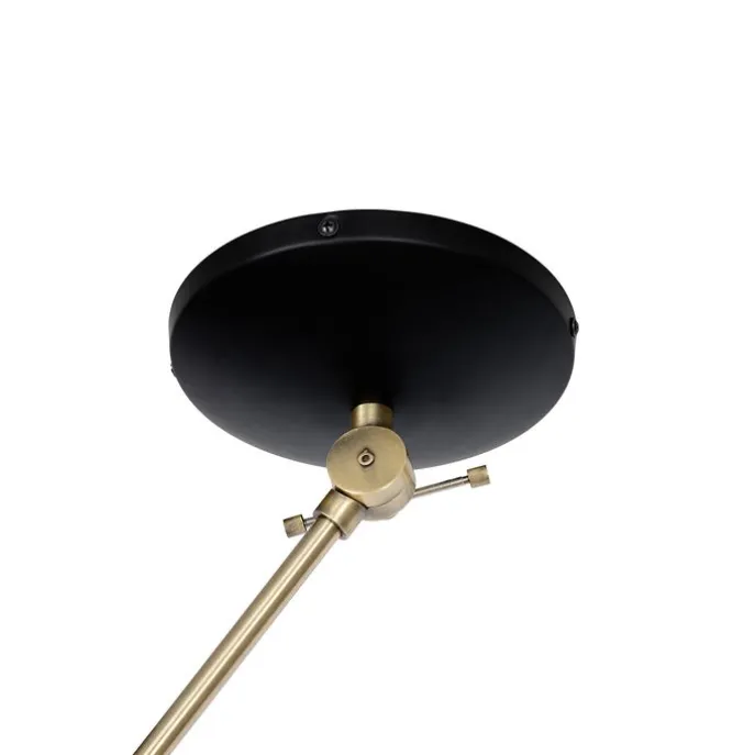 Retro plafondlamp zwart met brons - Milou