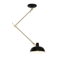 Retro plafondlamp zwart met brons - Milou