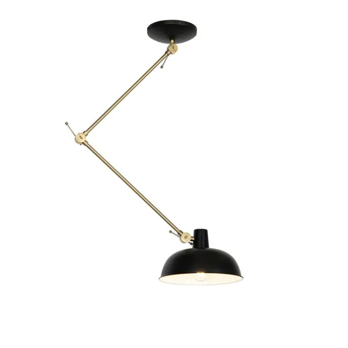 Retro plafondlamp zwart met brons - Milou