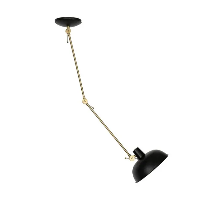 Retro plafondlamp zwart met brons - Milou