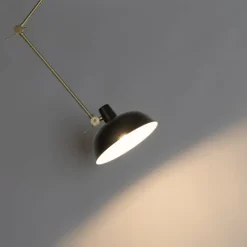 Retro plafondlamp zwart met brons - Milou