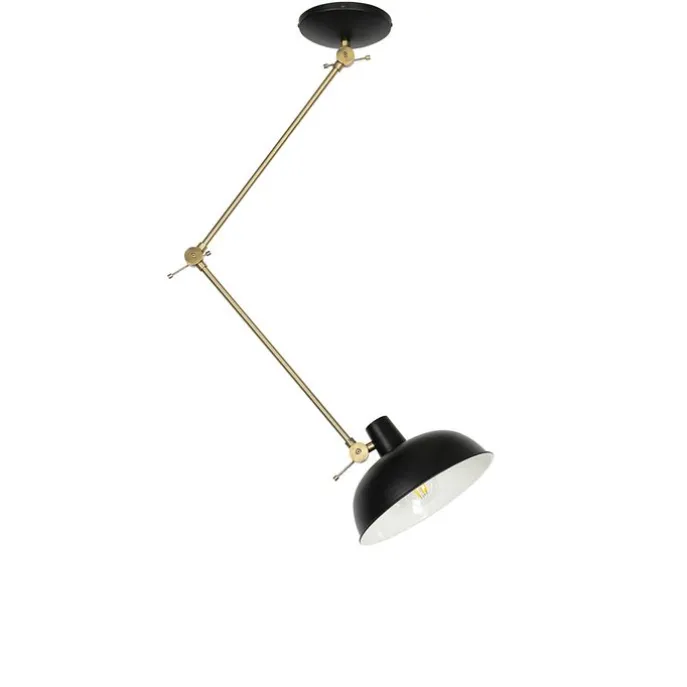 Retro plafondlamp zwart met brons - Milou