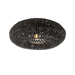 Retro plafondlamp zwart touw 50cm - Lina