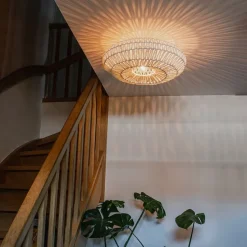 Retro plafonnière wit touw rond - Lina