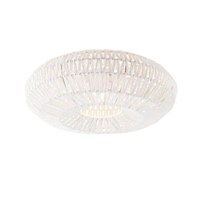 Retro plafonnière wit touw rond - Lina