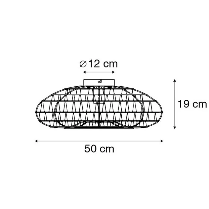 Retro plafonnière wit touw rond - Lina