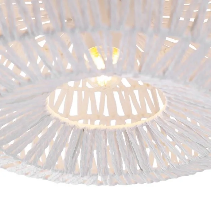 Retro plafonnière wit touw rond - Lina