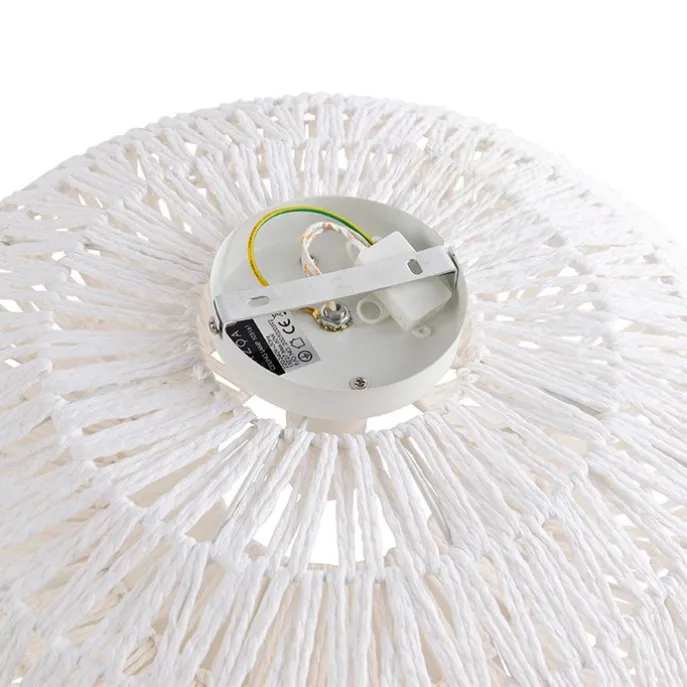 Retro plafonnière wit touw rond - Lina