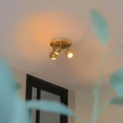 Retro ronde spot messing met plafondplaat 3-lichts - Gissi