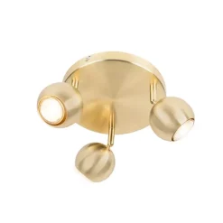 Retro ronde spot messing met plafondplaat 3-lichts - Gissi