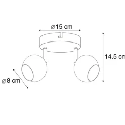 Retro ronde spot messing met plafondplaat 2-lichts - Gissi