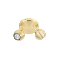 Retro ronde spot messing met plafondplaat 2-lichts - Gissi