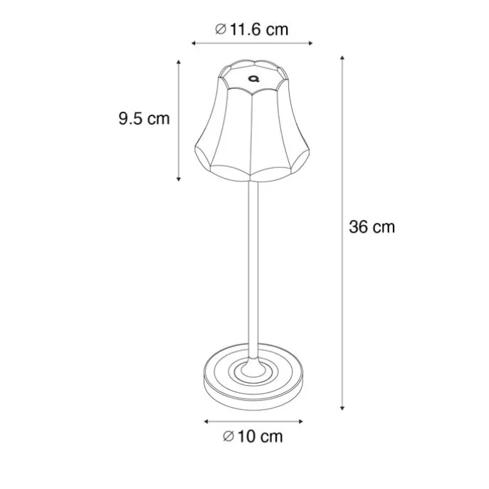 Retro tafellamp gunmetal oplaadbaar IP44 - Granny