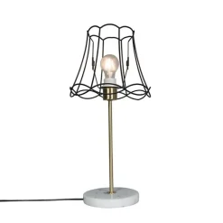 Retro tafellamp messing met Granny frame zwart 25 cm - Kaso