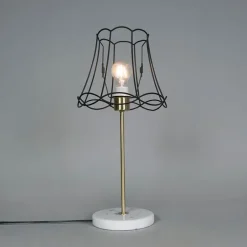 Retro tafellamp messing met Granny frame zwart 25 cm - Kaso