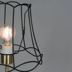 Retro tafellamp messing met Granny frame zwart 25 cm - Kaso